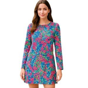 Lilly Pulitzer Jansen Dress Tiny Garden Floral Luxe Terry Long Sleeve M